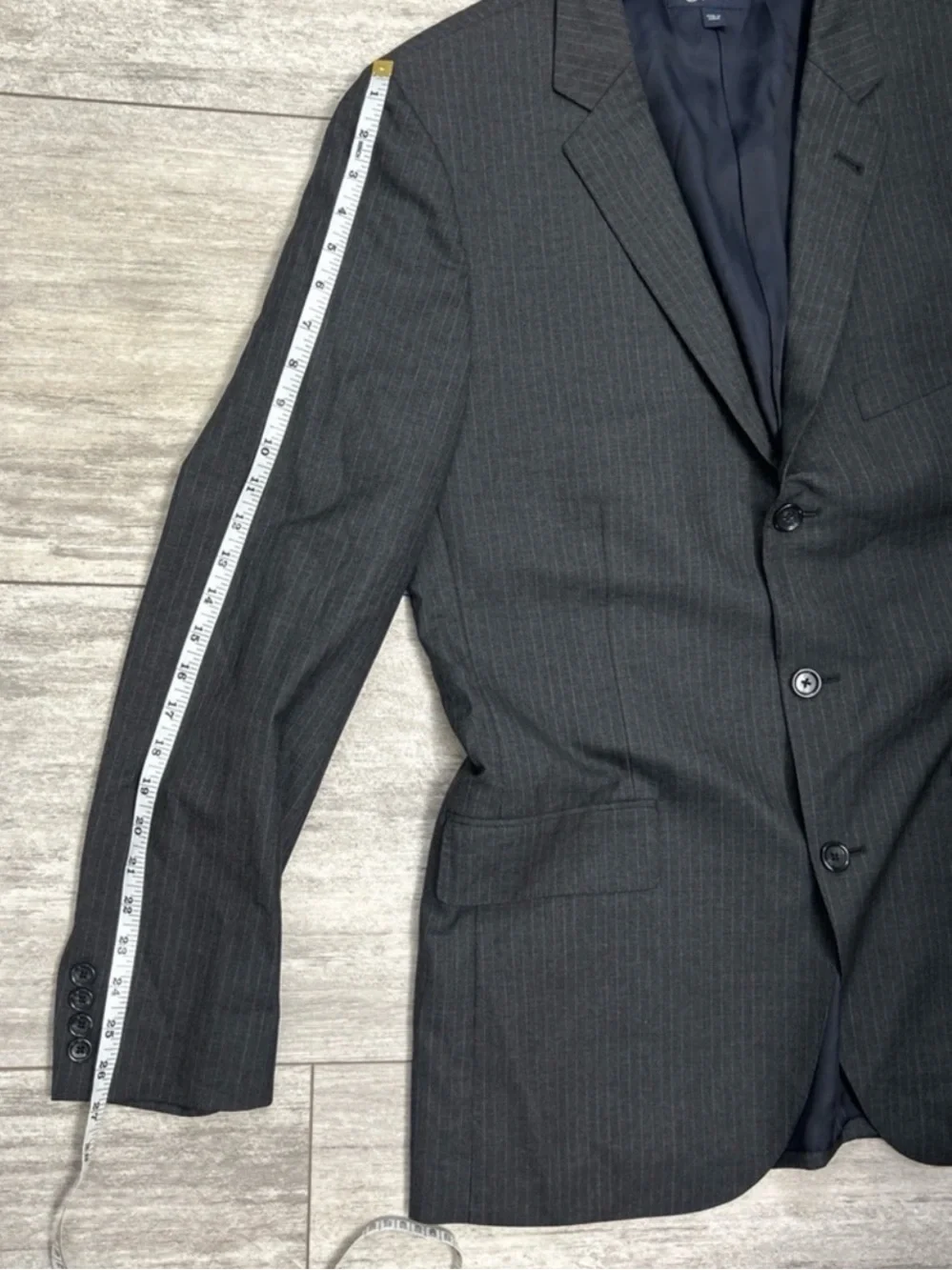 J Crew Jacket Mens 42L Gray 3 Button Aldridge Loro Piana Super 120s Wool Blazer